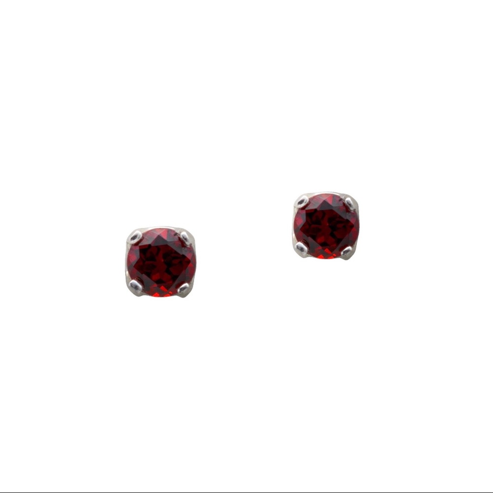 Garnet Stud Earrings in Sterling Silver